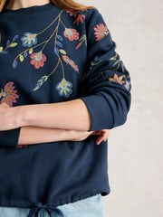White Stuff Floral Embroidered Sweater Navy Multi
