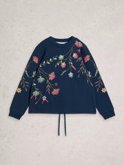 White Stuff Floral Embroidered Sweater Navy Multi