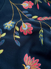 White Stuff Floral Embroidered Sweater Navy Multi