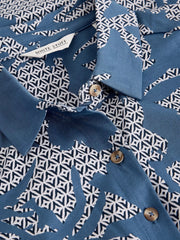 White Stuff Rua Jersey Shirt Dress Blue Print