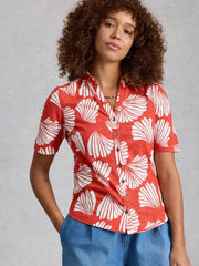 White Stuff Annie Jersey Shirt Red Print