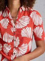 White Stuff Annie Jersey Shirt Red Print