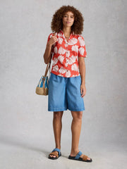 White Stuff Annie Jersey Shirt Red Print