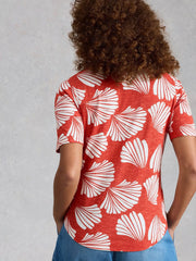 White Stuff Annie Jersey Shirt Red Print