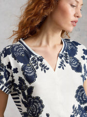 White Stuff Nelly Notch Neck Tee Navy MLT