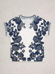White Stuff Nelly Notch Neck Tee Navy MLT