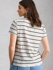White Stuff Abbie Stripe Tee Ivory MLT