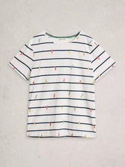 White Stuff Abbie Stripe Tee Ivory MLT