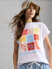 White Stuff Gina Graphic Tee Ivory Print