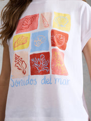 White Stuff Gina Graphic Tee Ivory Print