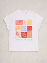 White Stuff Gina Graphic Tee Ivory Print