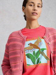 White Stuff Gina Graphic Tee Pink Print