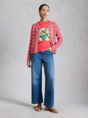 White Stuff Gina Graphic Tee Pink Print