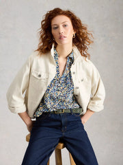 White Stuff Annie Jersey Shirt Navy Print