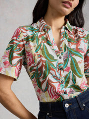 White Stuff Annie Jersey Shirt Ivory Print