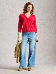 White Stuff Nova Linen Blend Cardi Dark Pink