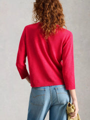 White Stuff Nova Linen Blend Cardi Dark Pink