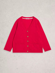White Stuff Nova Linen Blend Cardi Dark Pink