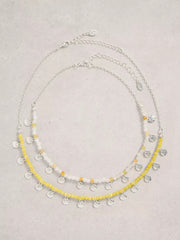 White Stuff Ella Multi-Layer Disk Necklace Light Yellow
