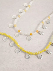 White Stuff Ella Multi-Layer Disk Necklace Light Yellow