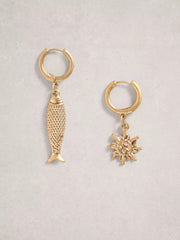 White Stuff Sunny Charm Earrings Gold Tone Metallic