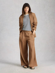 White Stuff Sasha Wide Leg Linen Trouser Mid Tan