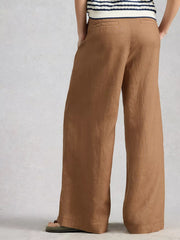 White Stuff Sasha Wide Leg Linen Trouser Mid Tan
