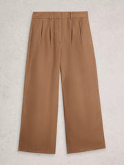 White Stuff Sasha Wide Leg Linen Trouser Mid Tan