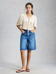 White Stuff Erin Tie Front Top Nat White