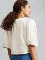 White Stuff Erin Tie Front Top Nat White
