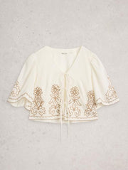 White Stuff Erin Tie Front Top Nat White