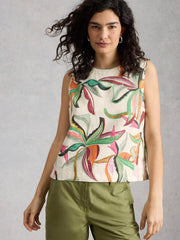 White Stuff Matilda Linen Vest Nat Print