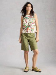 White Stuff Matilda Linen Vest Nat Print