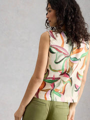 White Stuff Matilda Linen Vest Nat Print