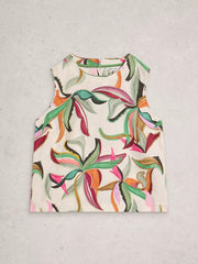 White Stuff Matilda Linen Vest Nat Print