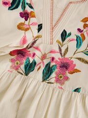 White Stuff Maeve Embroidered Midi Dress Ivory MLT