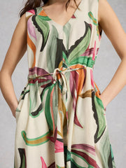 White Stuff Poppy Linen Blend Maxi Dress Nat Print
