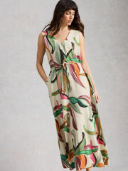 White Stuff Poppy Linen Blend Maxi Dress Nat Print