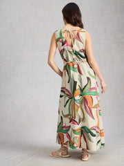 White Stuff Poppy Linen Blend Maxi Dress Nat Print