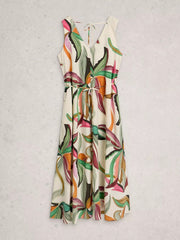 White Stuff Poppy Linen Blend Maxi Dress Nat Print