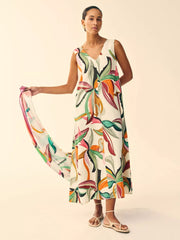 White Stuff Poppy Linen Blend Maxi Dress Nat Print