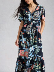 White Stuff Phoebe Midi Dress Navy Multi