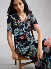 White Stuff Phoebe Midi Dress Navy Multi