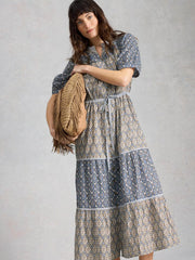 White Stuff Ariel Midi Dress Blue MLT