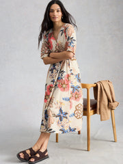 White Stuff Kate Midi Dress Ivory Print