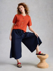 White Stuff Lauryn Poplin Wide Leg Culotte Dark Navy