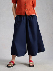 White Stuff Lauryn Poplin Wide Leg Culotte Dark Navy