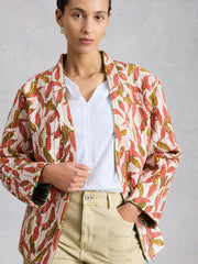 White Stuff Printed Reversible Quilted Jacket Green MLT