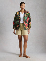 White Stuff Printed Reversible Quilted Jacket Green MLT