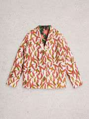 White Stuff Printed Reversible Quilted Jacket Green MLT